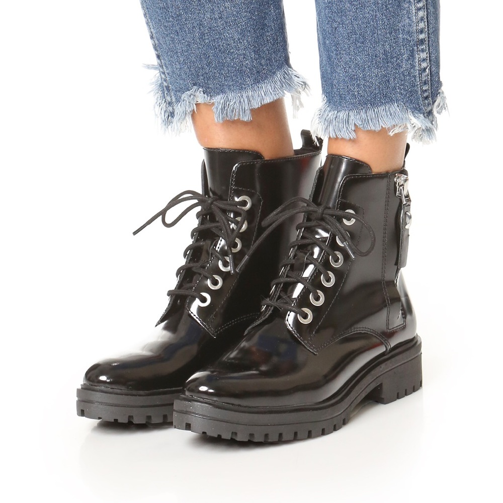 ✨ KENDALL + KYLIE - Patent Black Combat Booties ✨